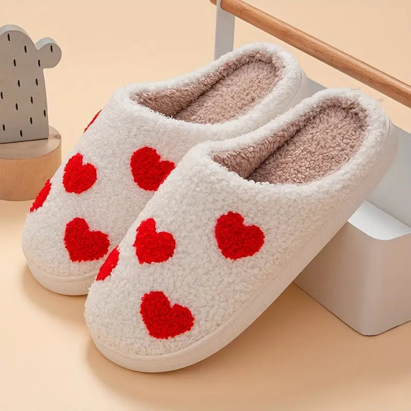 Cute Heart Plush Slippers – Cozy & Adorable Slippers