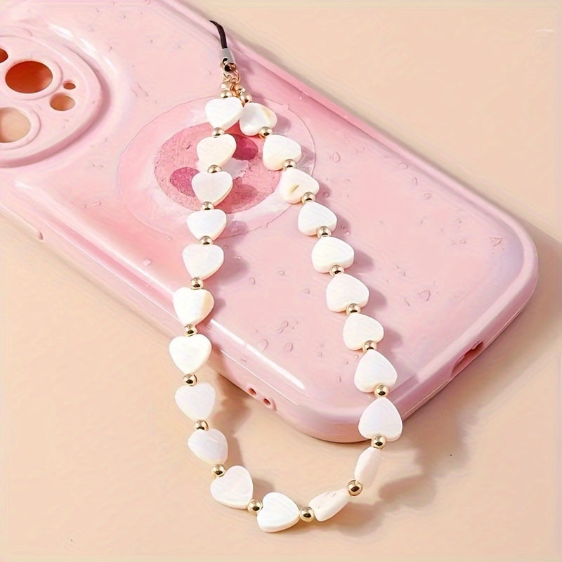 Love Heart Pearl Mobile Phone Chain – Cute & Functional Accessory
