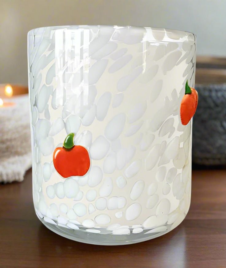 Pumpkin & Bat Glass or Candle Holder — Warm Glow for Cozy Autumn Nights