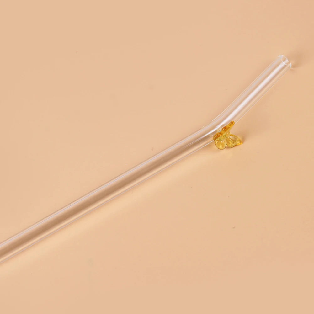Reusable Glass Straws with Butterfly – Eco-Friendly Borosilicate Drinking Straw for Smoothies and Cocktails