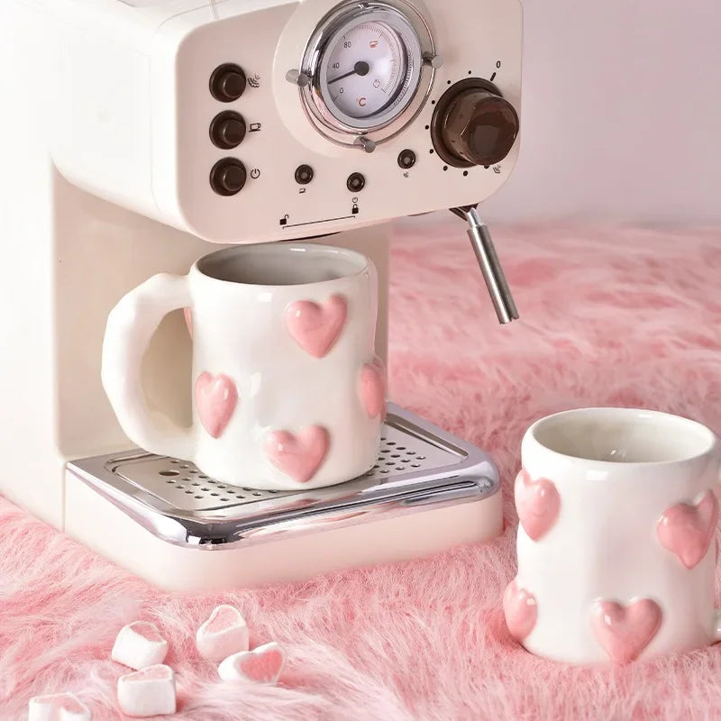 Cute Heart Pink Ceramic Mug – Perfect for Your Morning Coffee