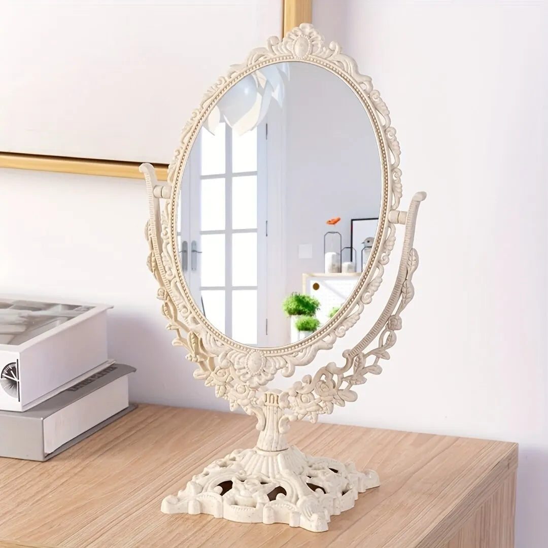 European Makeup Mirror – Elegant Double-Sided Oval Vanity Mirror