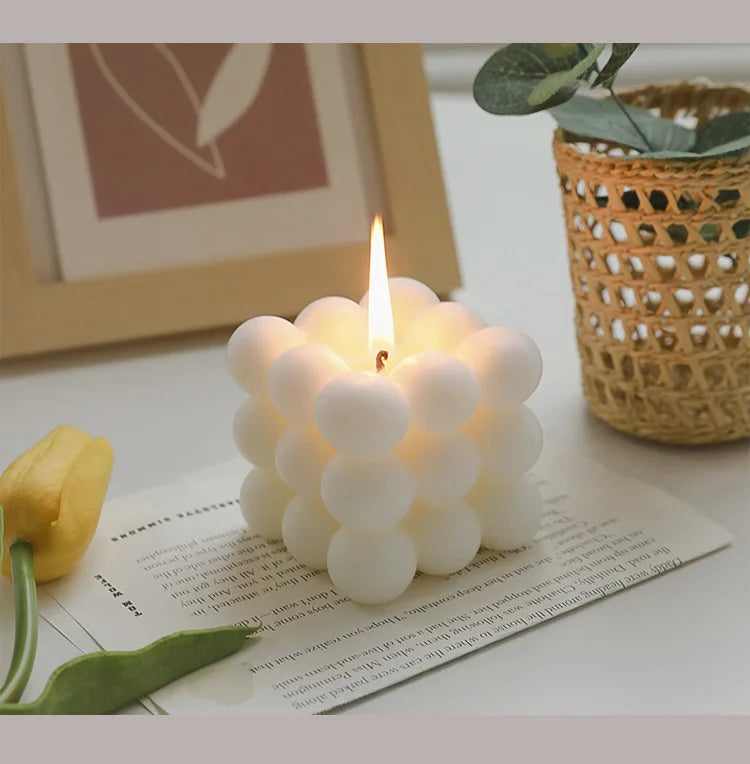 Bubble Cube Scented Candle – Handmade Soy Wax Aromatherapy Candle for Home & Events