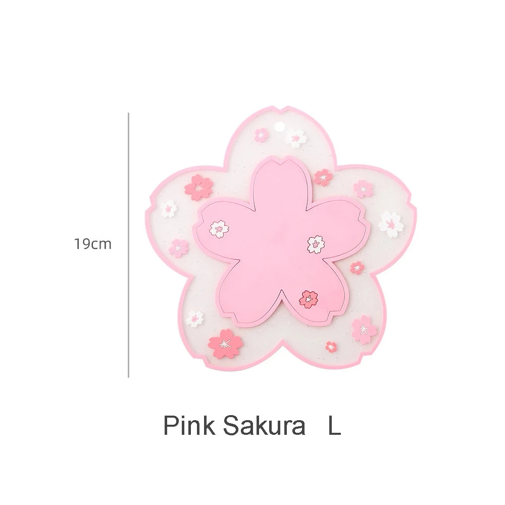 Kawaii Cherry Blossom Coaster – Sakura Tea Cup Mat for Drinks