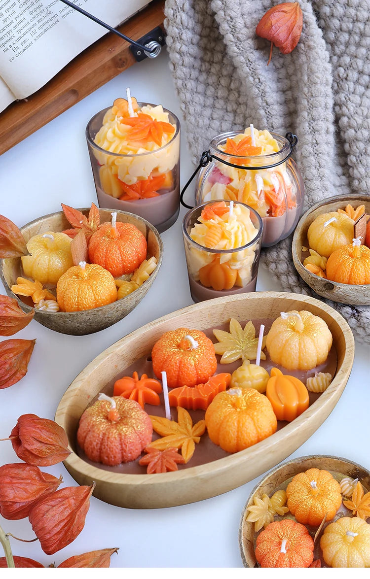 Pumpkin Spice Candle Set — Cozy Fall Aromatherapy Décor