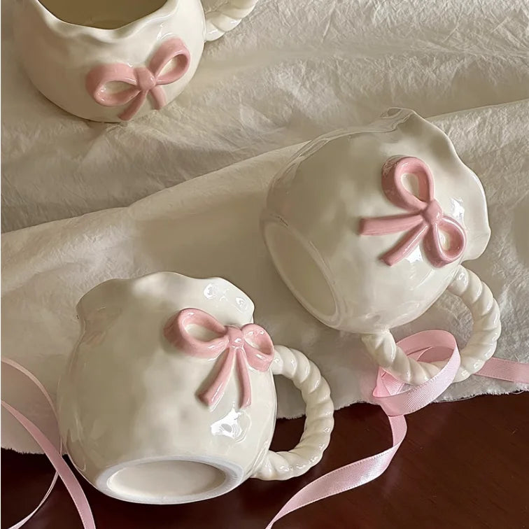 Pink Bow Ceramic Mug — For the Softest Mornings