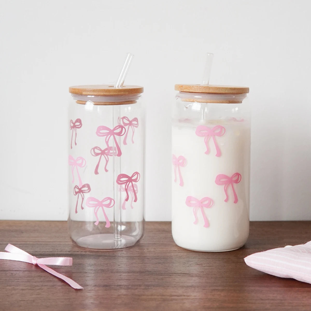 Pink Bow Glass Cup — For the Girls Who Romanticize Their Drinks