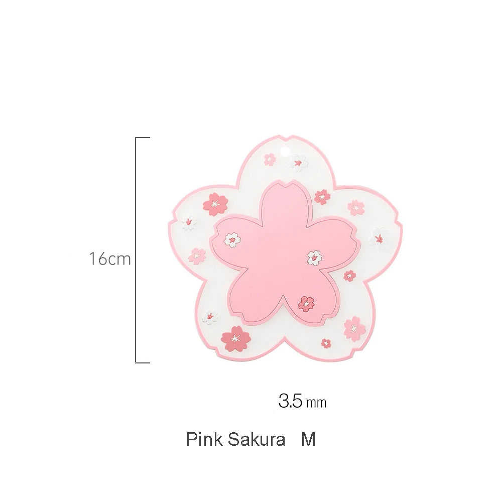 Kawaii Cherry Blossom Coaster – Sakura Tea Cup Mat for Drinks