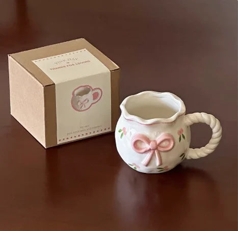 Pink Bow Ceramic Mug — For the Softest Mornings