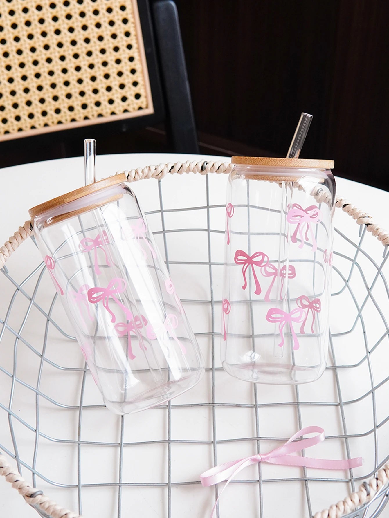 Pink Bow Glass Cup — For the Girls Who Romanticize Their Drinks