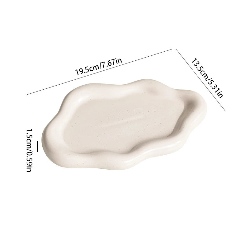 Cloud-Shaped Ceramic Jewelry Dish – Elegant Storage Tray for Rings, Keys, and More