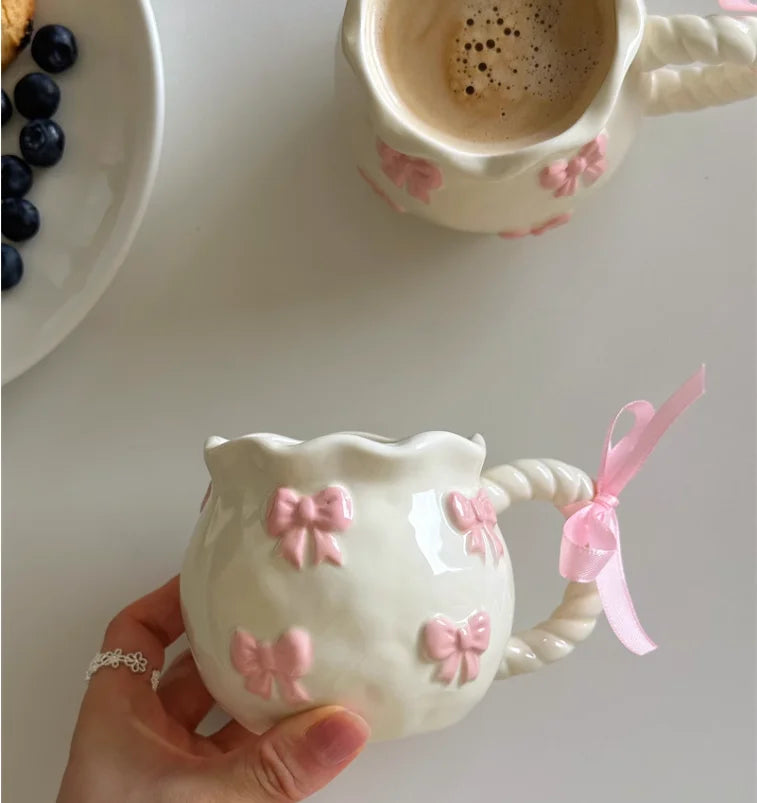 Pink Bow Ceramic Mug — For the Softest Mornings