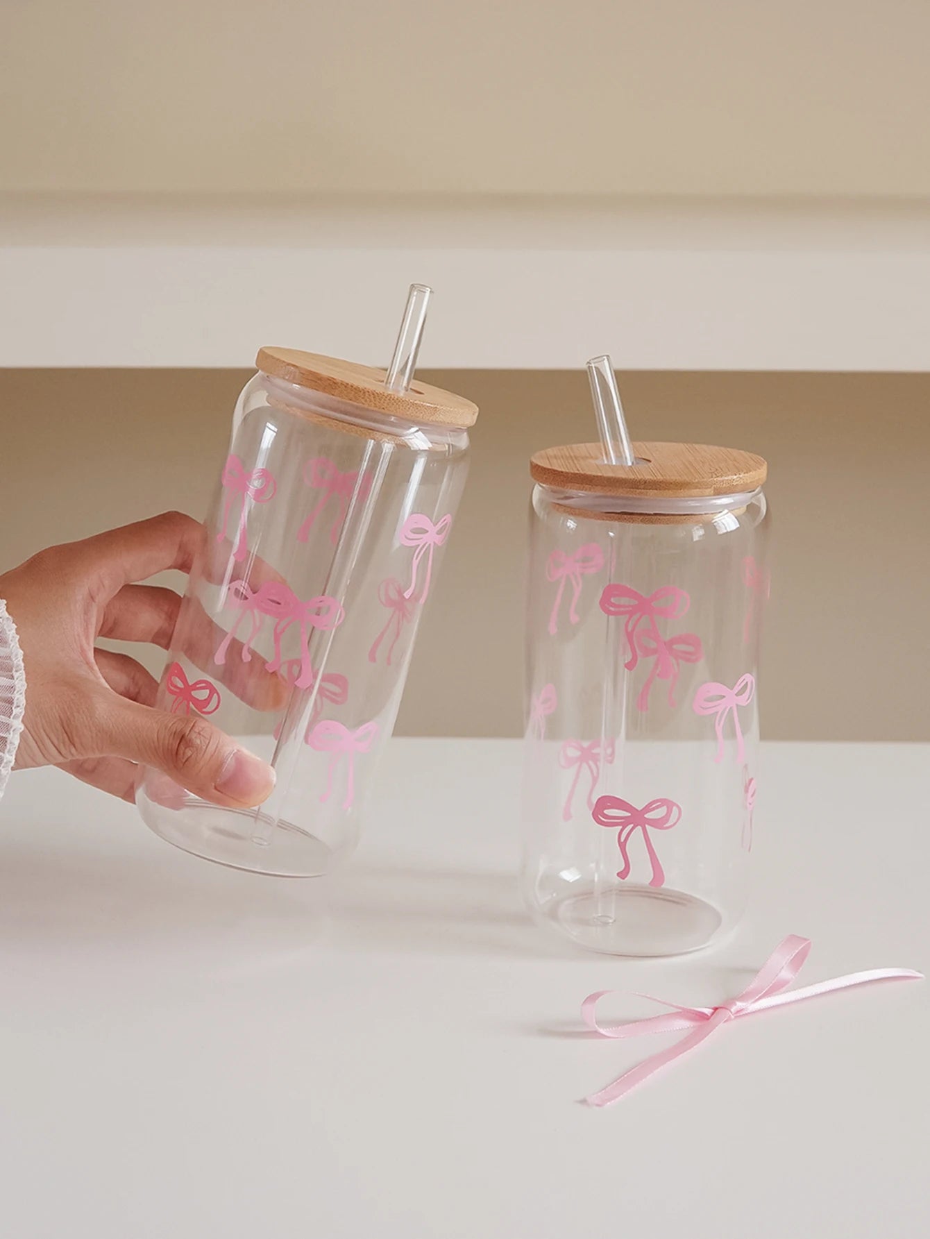 Pink Bow Glass Cup — For the Girls Who Romanticize Their Drinks