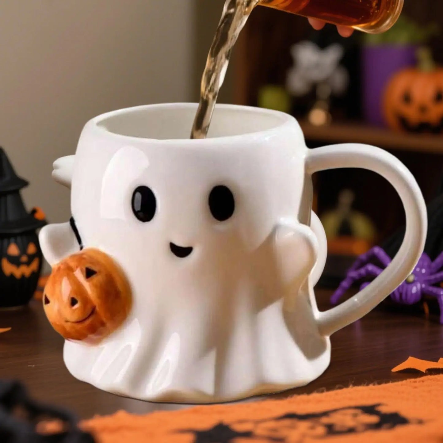 Ghost & Pumpkin Mug — Cozy Ceramic Cup for Fall Sips