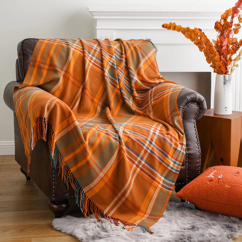 Autumn Plaid Throw Blanket — Cozy Fall Home Décor
