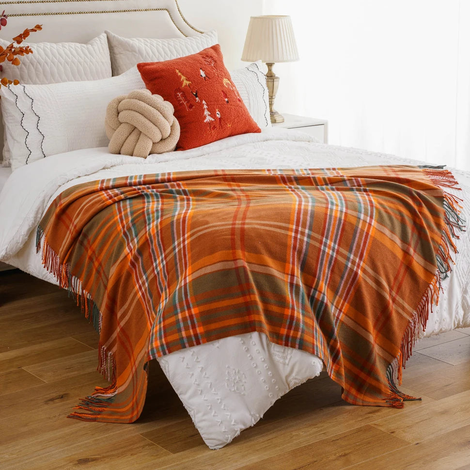 Autumn Plaid Throw Blanket — Cozy Fall Home Décor