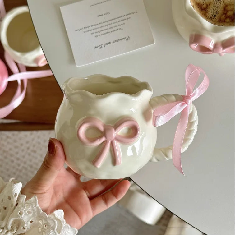 Pink Bow Ceramic Mug — For the Softest Mornings