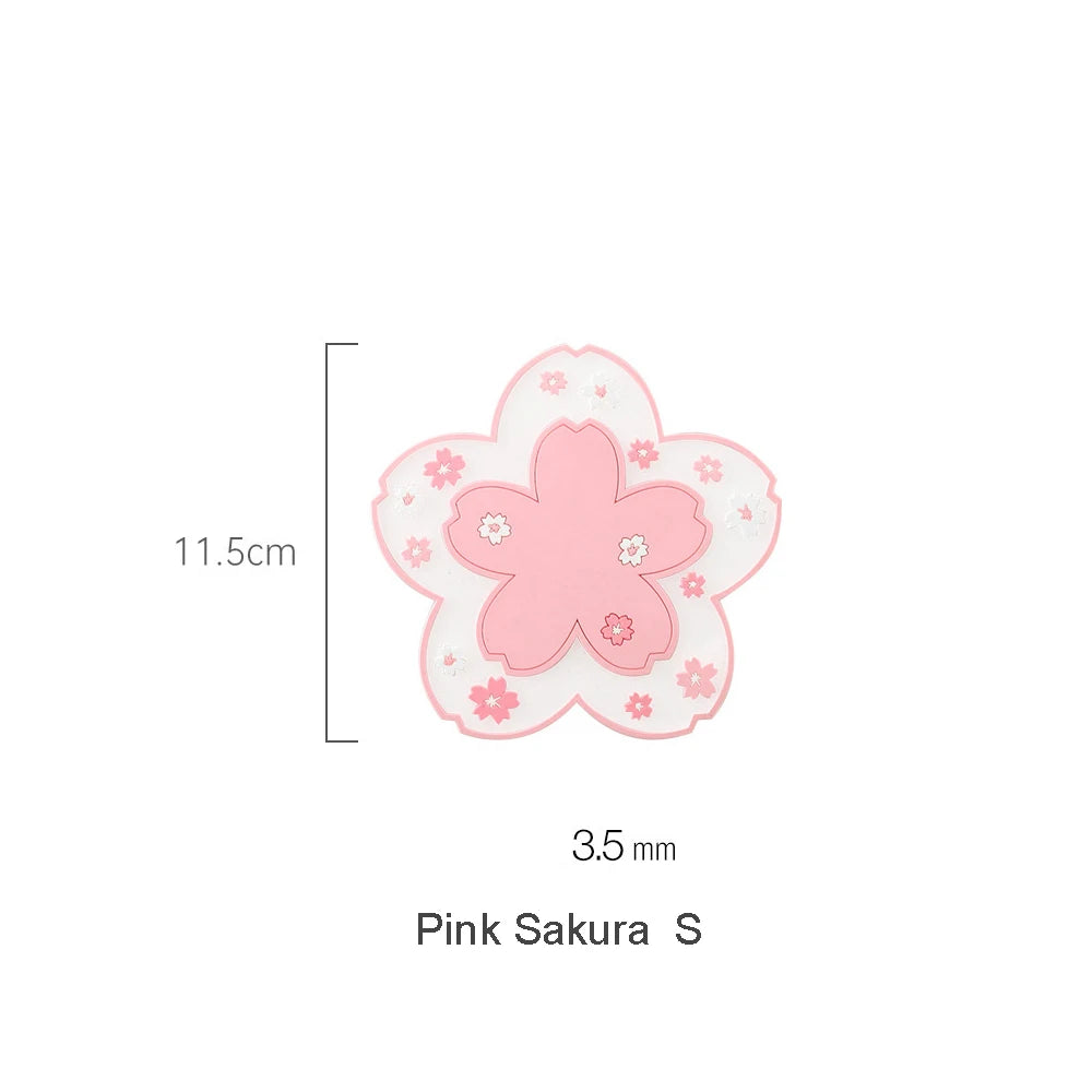Kawaii Cherry Blossom Coaster – Sakura Tea Cup Mat for Drinks
