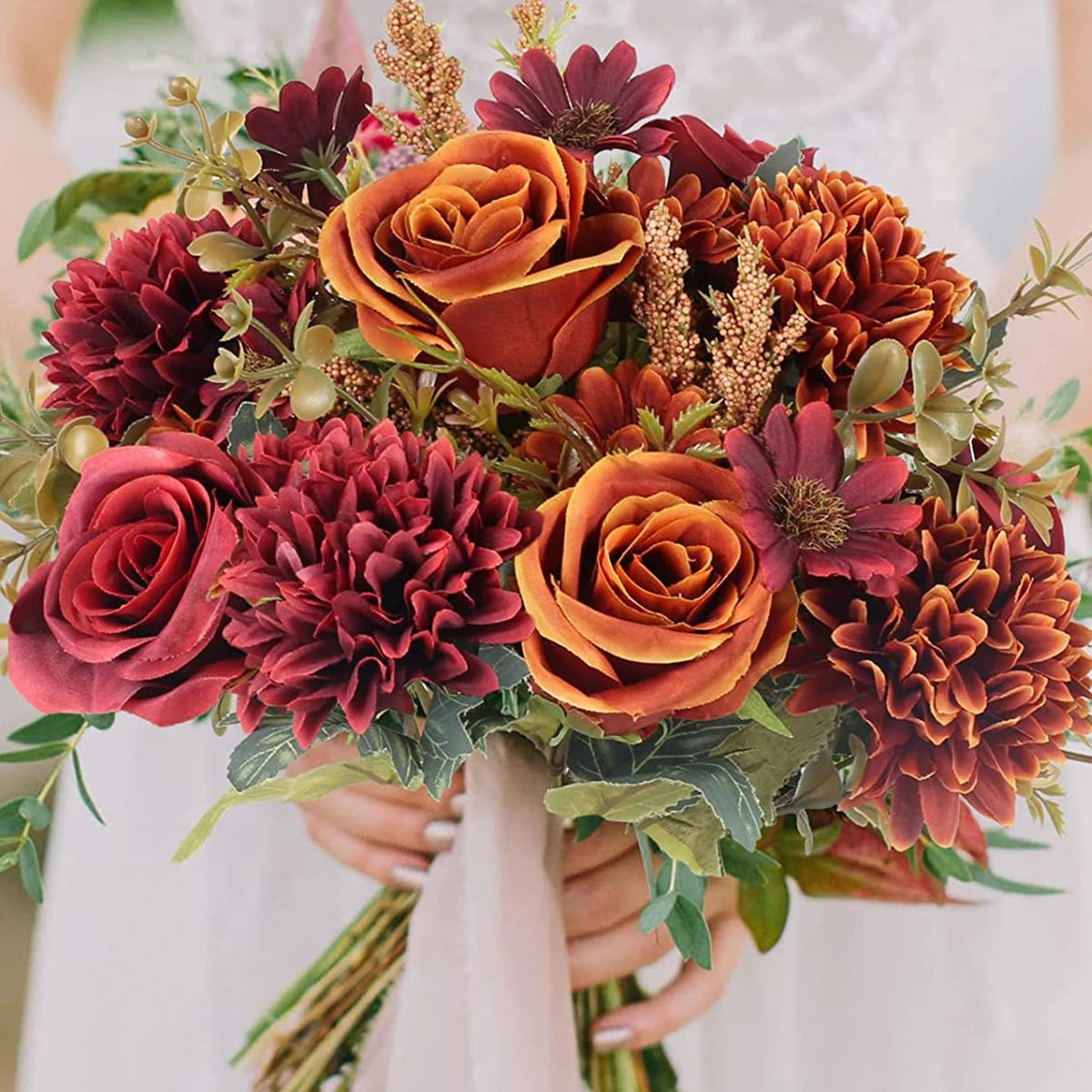 Autumn Rose & Chrysanthemum Bouquet — Warm Elegance for Your Home