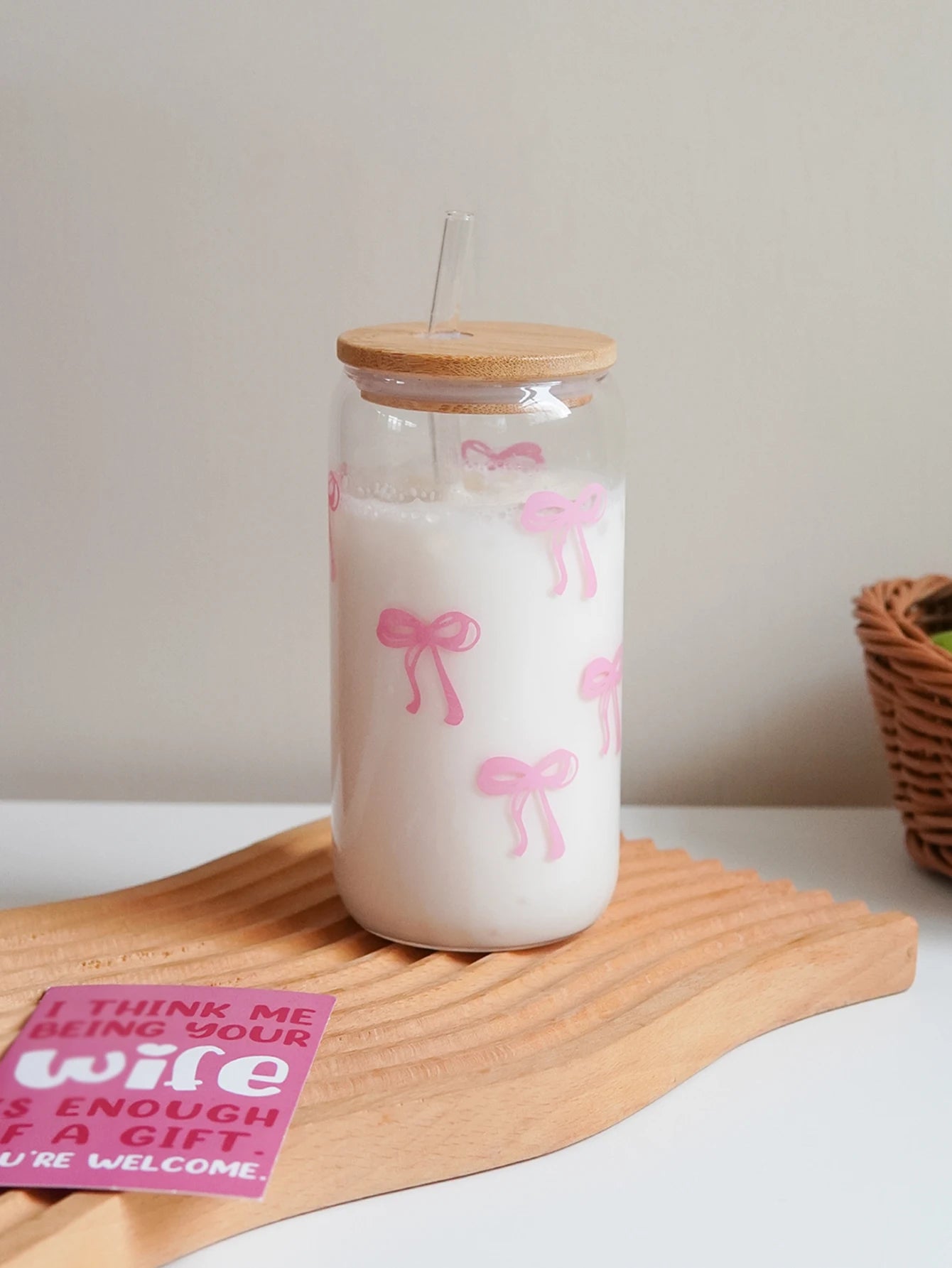Pink Bow Glass Cup — For the Girls Who Romanticize Their Drinks