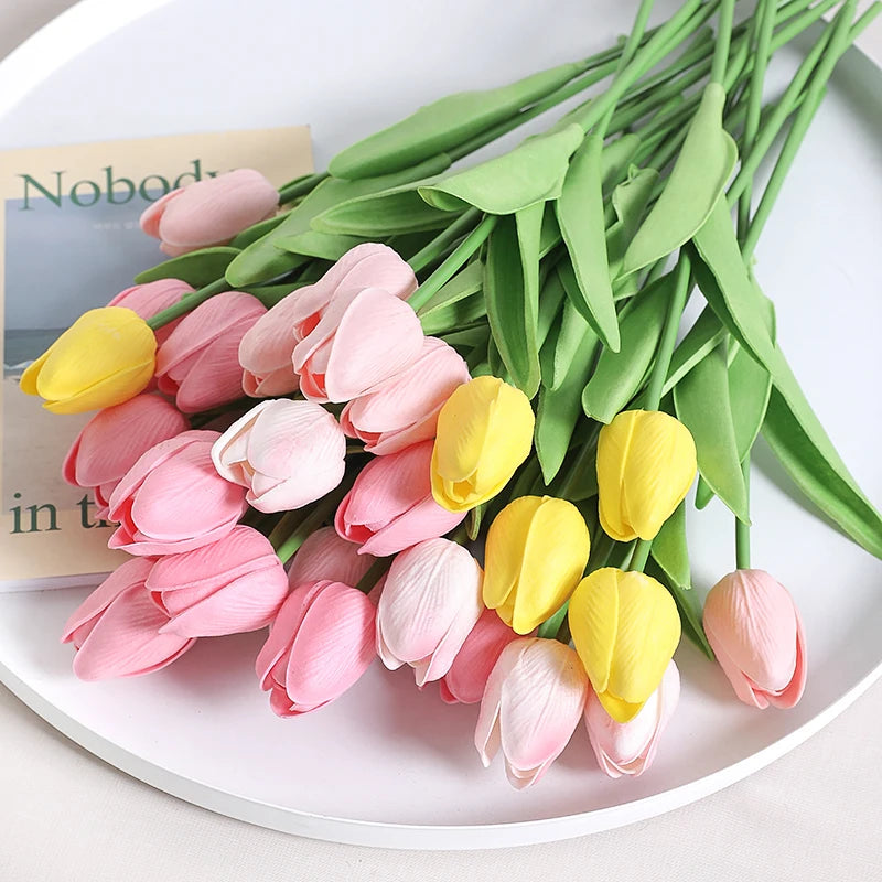 Artificial Tulip Flower Bouquet – Soft Stem Decoration for Home, Weddings & Events