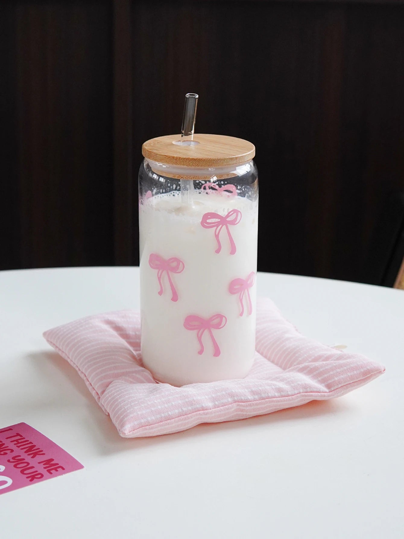 Pink Bow Glass Cup — For the Girls Who Romanticize Their Drinks