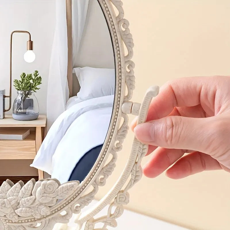 European Makeup Mirror – Elegant Double-Sided Oval Vanity Mirror