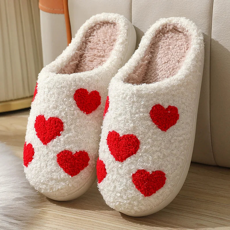 Cute Heart Plush Slippers – Cozy & Adorable Slippers
