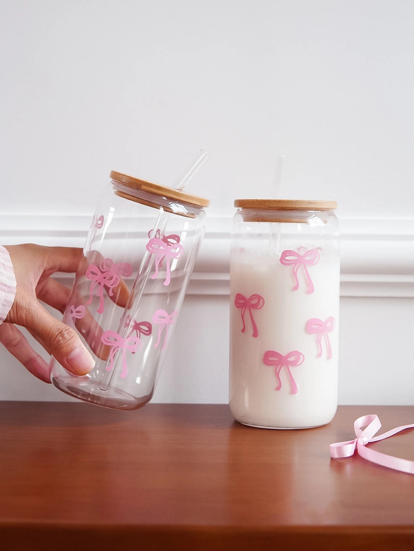 Pink Bow Glass Cup — For the Girls Who Romanticize Their Drinks