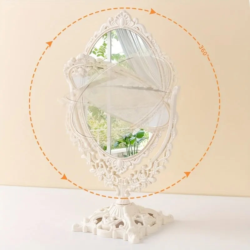 European Makeup Mirror – Elegant Double-Sided Oval Vanity Mirror