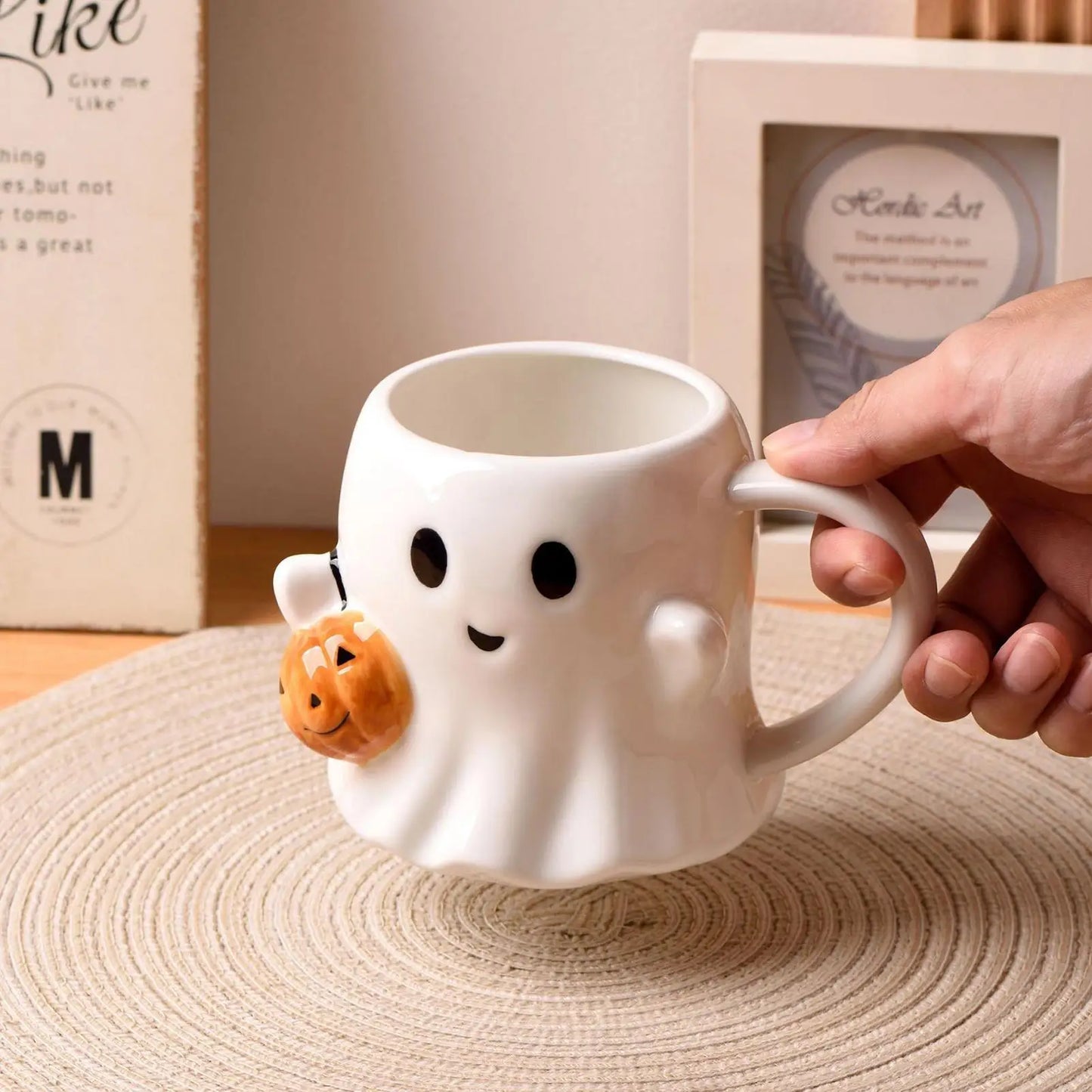 Ghost & Pumpkin Mug — Cozy Ceramic Cup for Fall Sips