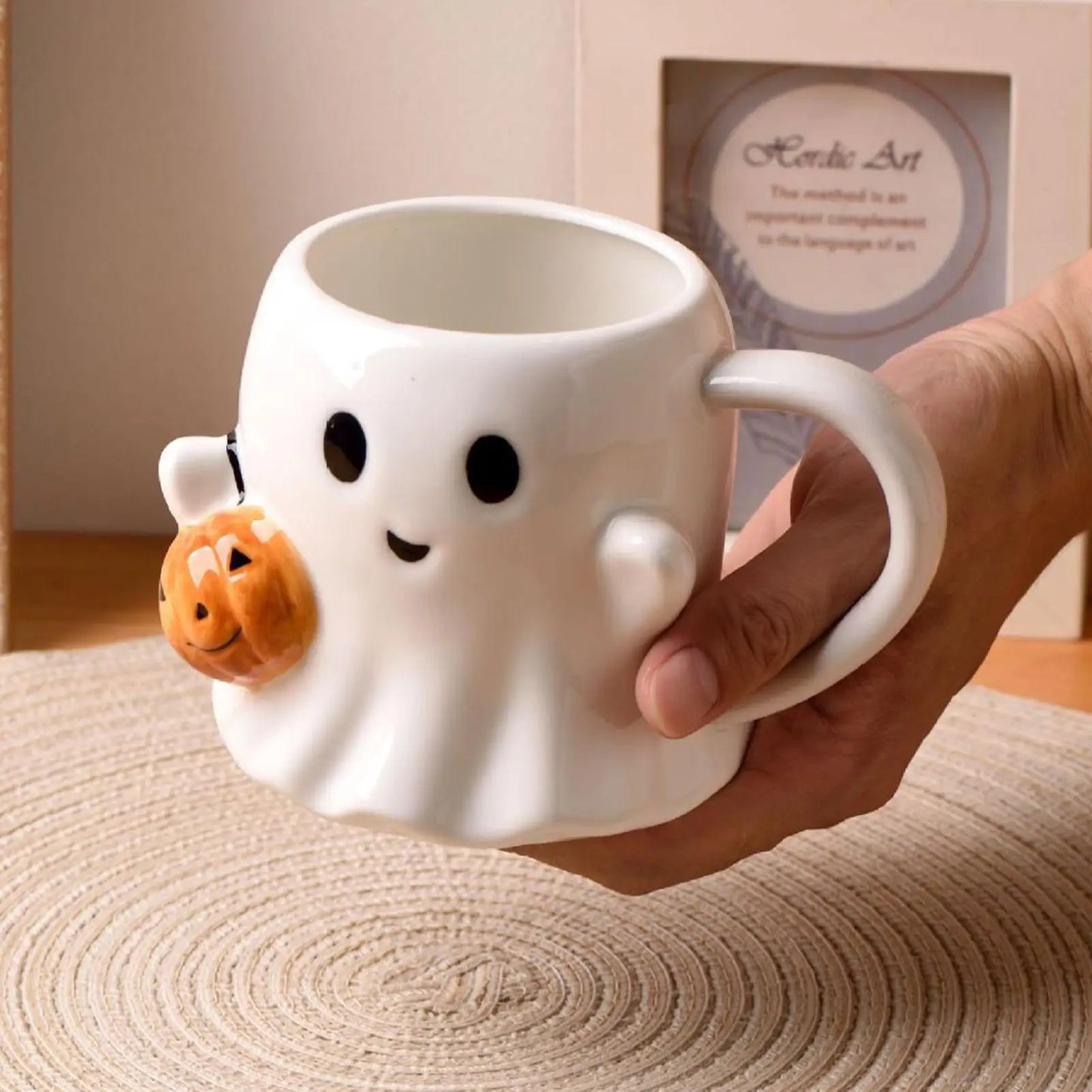 Ghost & Pumpkin Mug — Cozy Ceramic Cup for Fall Sips