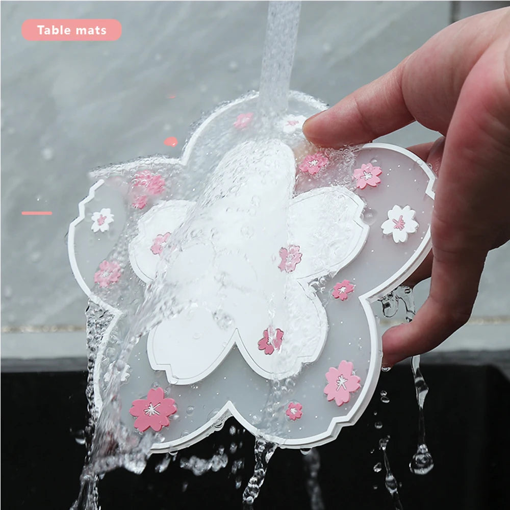 Kawaii Cherry Blossom Coaster – Sakura Tea Cup Mat for Drinks