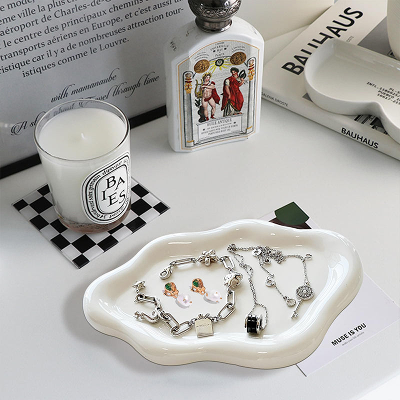 Cloud-Shaped Ceramic Jewelry Dish – Elegant Storage Tray for Rings, Keys, and More