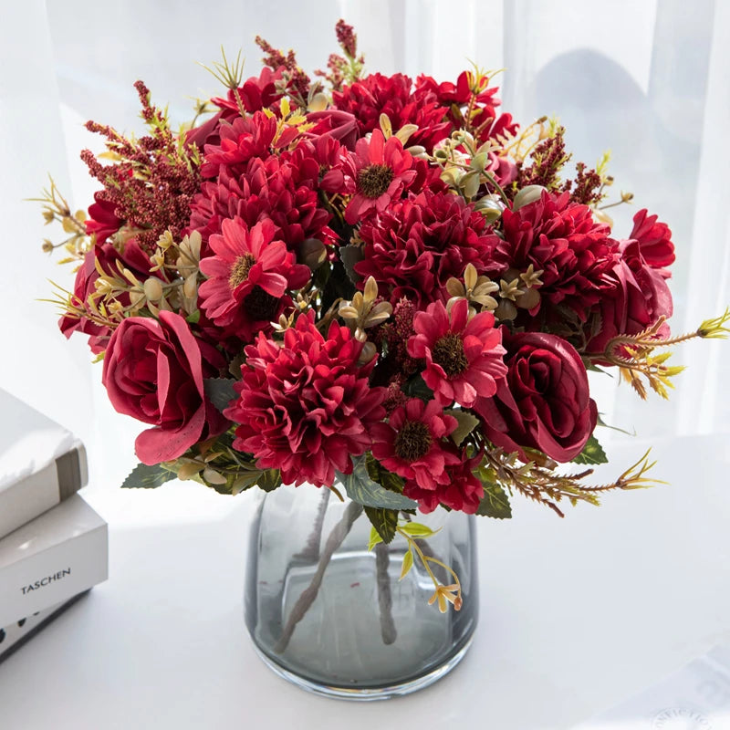 Autumn Rose & Chrysanthemum Bouquet — Warm Elegance for Your Home