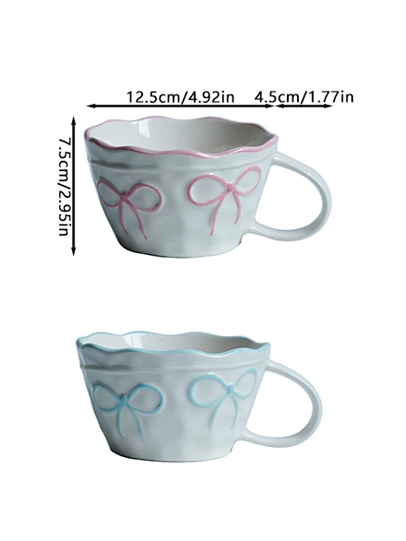 Bow-Trim Porcelain Mug — A Touch of Soft Elegance for Your Mornings