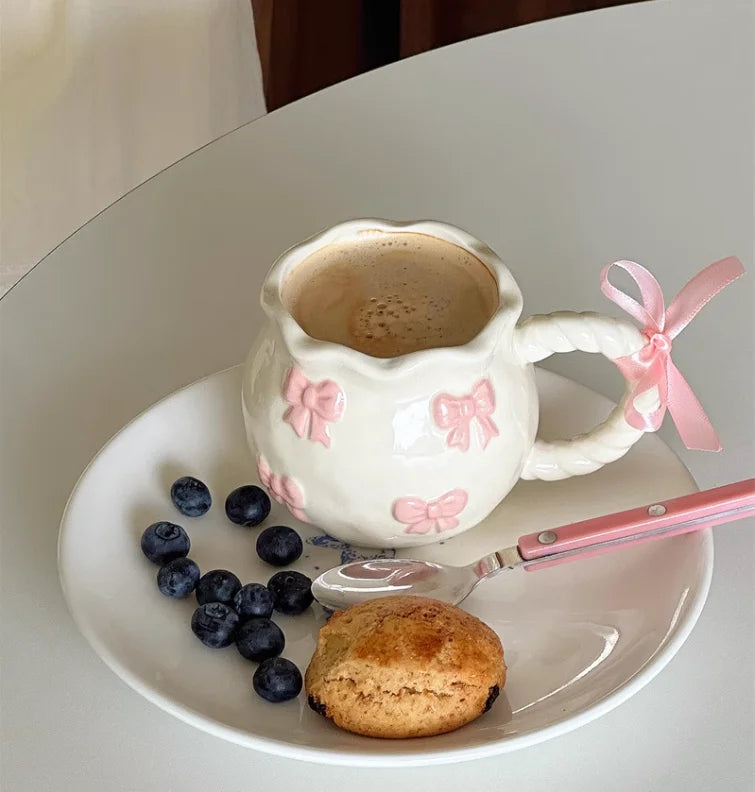 Pink Bow Ceramic Mug — For the Softest Mornings
