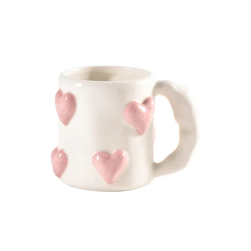 Cute Heart Pink Ceramic Mug – Perfect for Your Morning Coffee
