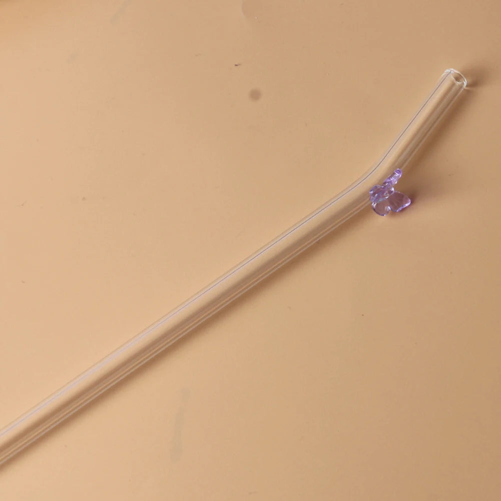 Reusable Glass Straws with Butterfly – Eco-Friendly Borosilicate Drinking Straw for Smoothies and Cocktails