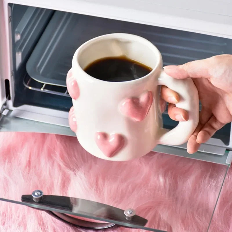 Cute Heart Pink Ceramic Mug – Perfect for Your Morning Coffee