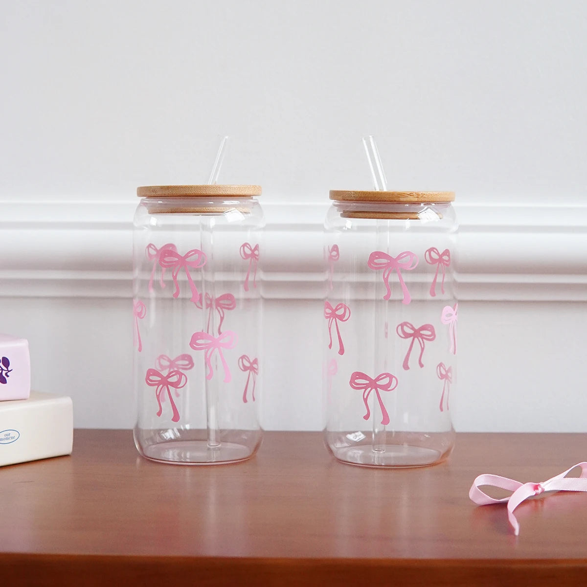 Pink Bow Glass Cup — For the Girls Who Romanticize Their Drinks