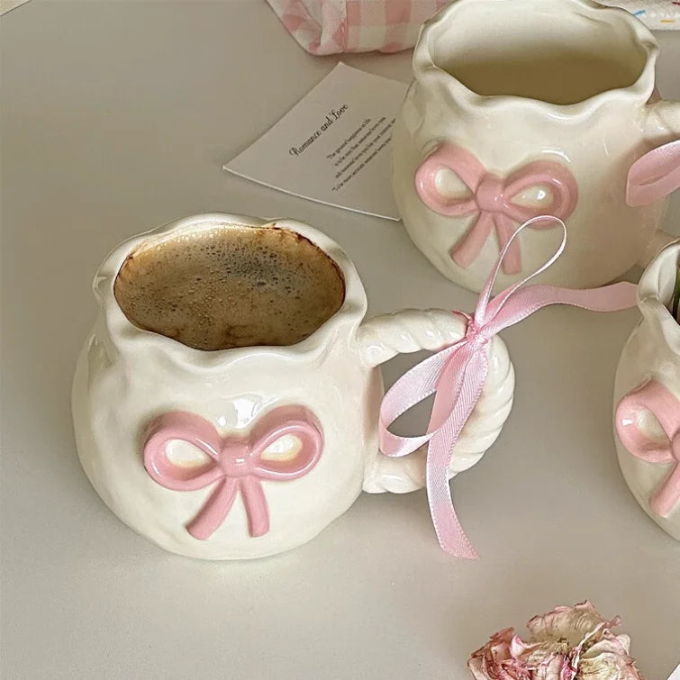 Pink Bow Ceramic Mug — For the Softest Mornings