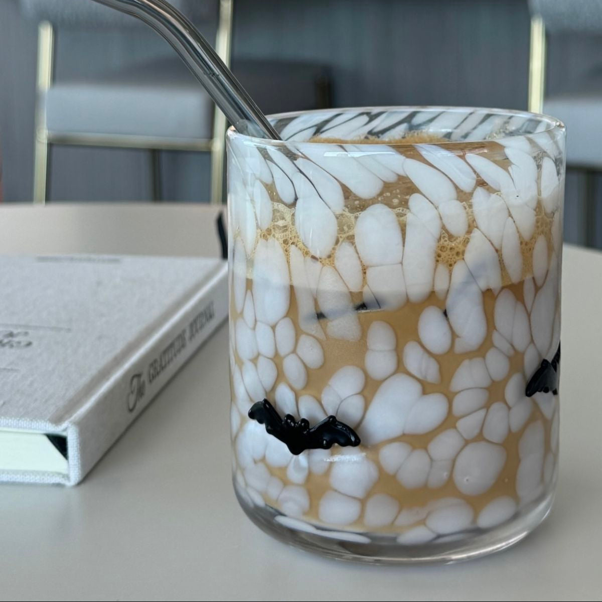 Pumpkin & Bat Glass or Candle Holder — Warm Glow for Cozy Autumn Nights