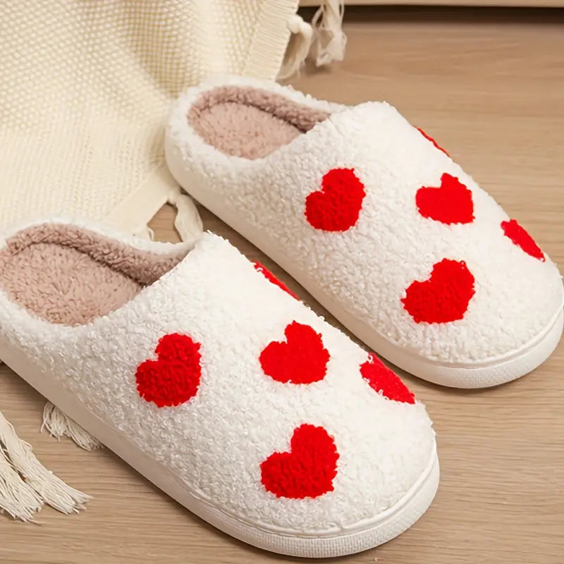 Cute Heart Plush Slippers – Cozy & Adorable Slippers