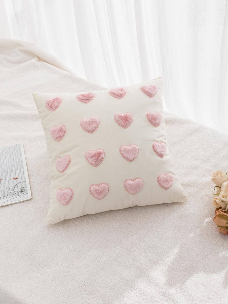Romantic Heart Throw Pillow Cover – Modern Pink Ins Style Cushion for Sofa or Bed