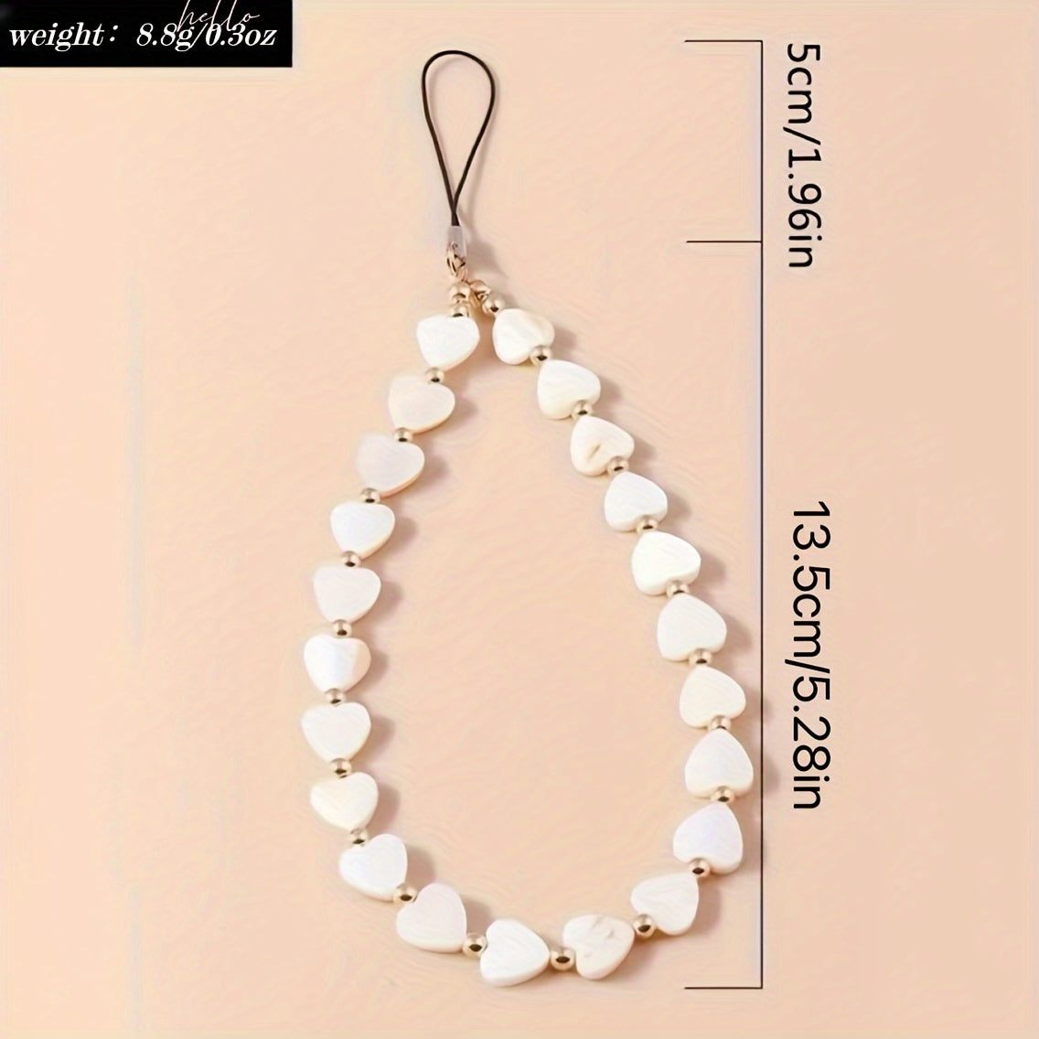 Love Heart Pearl Mobile Phone Chain – Cute & Functional Accessory