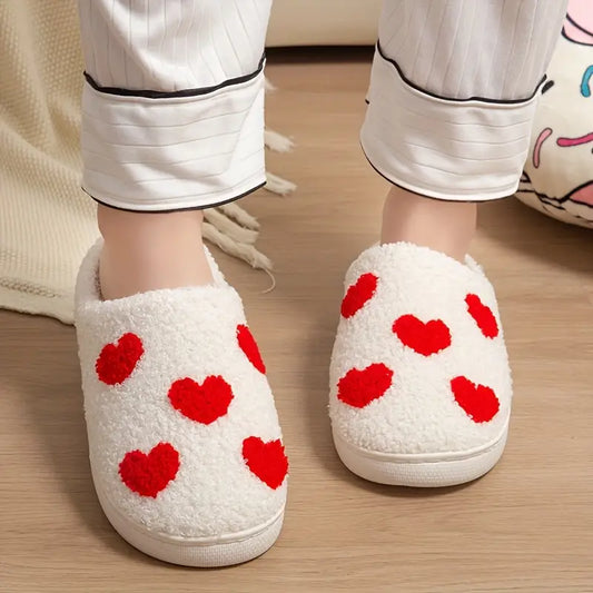 Cute Heart Plush Slippers – Cozy & Adorable Slippers