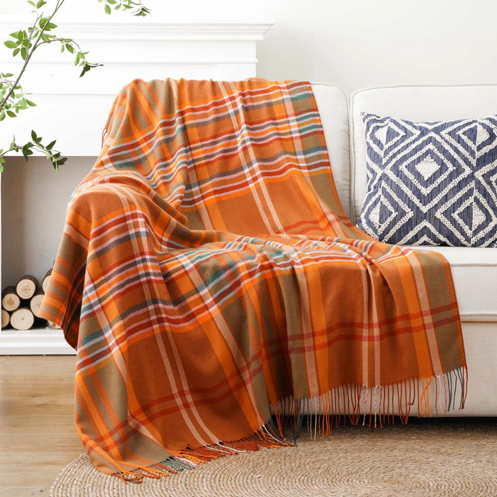 Autumn Plaid Throw Blanket — Cozy Fall Home Décor
