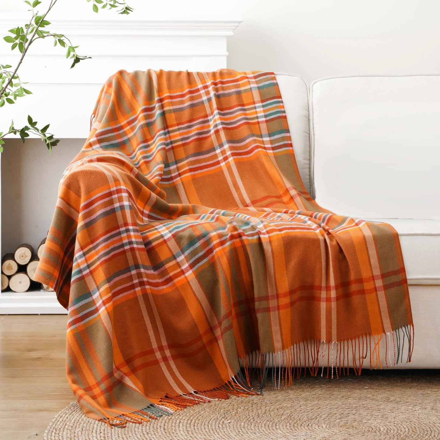 Autumn Plaid Throw Blanket — Cozy Fall Home Décor