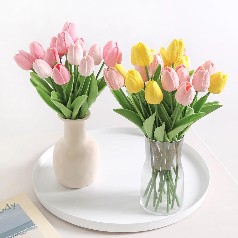 Artificial Tulip Flower Bouquet – Soft Stem Decoration for Home, Weddings & Events